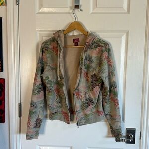 Lucky Brand zip up hoody. Japanese motif.